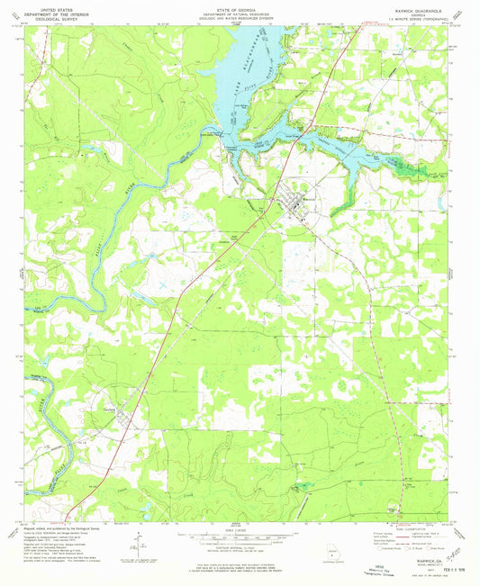 Classic USGS Warwick Georgia 7.5'x7.5' Topo Map Image