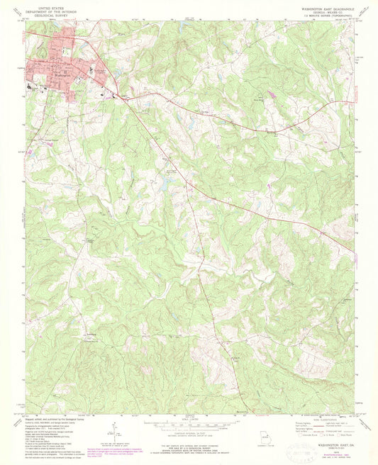 Classic USGS Washington East Georgia 7.5'x7.5' Topo Map Image