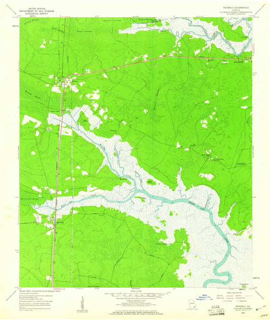 Classic USGS Waverly Georgia 7.5'x7.5' Topo Map Image