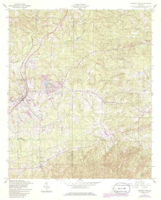 Classic USGS Waverly Hall Georgia 7.5'x7.5' Topo Map Image