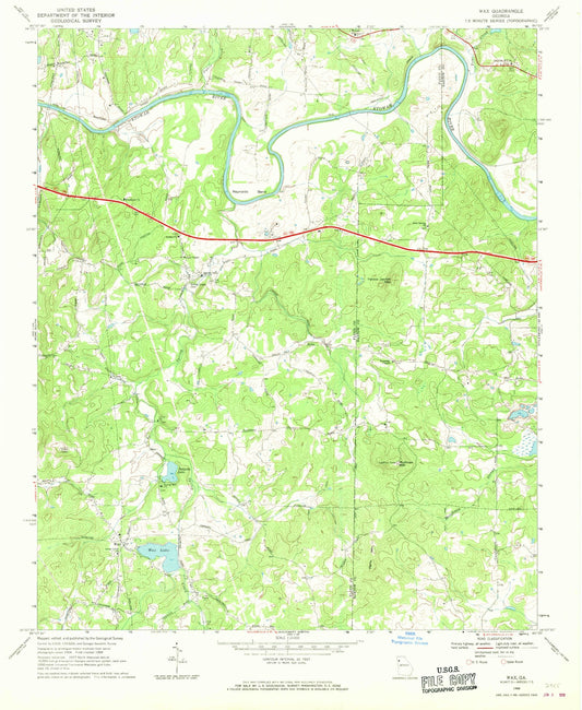 Classic USGS Wax Georgia 7.5'x7.5' Topo Map Image