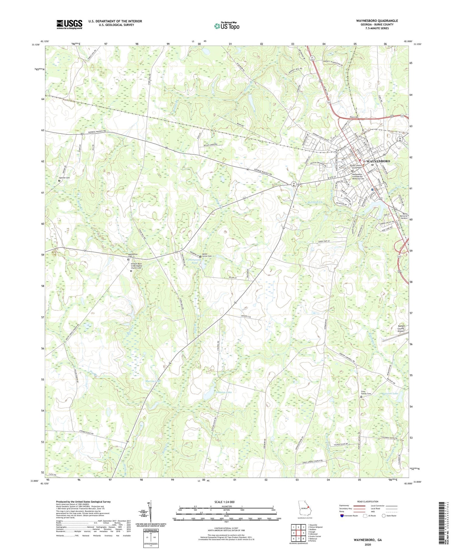 Waynesboro Georgia US Topo Map Image