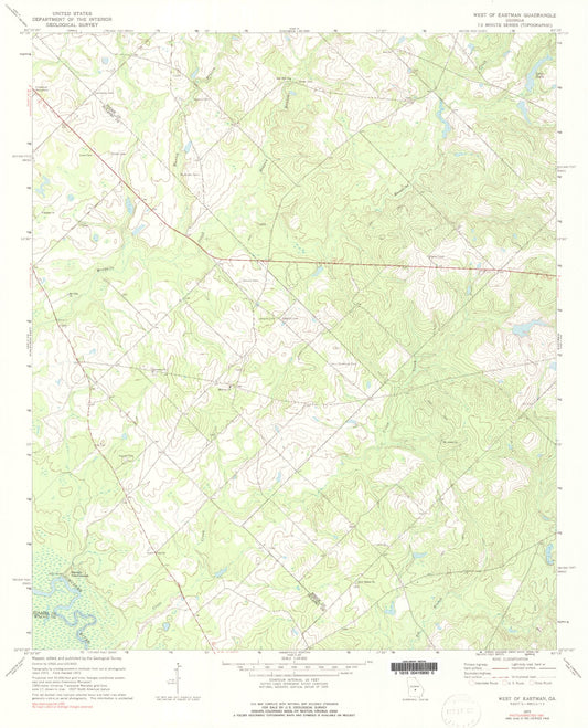 Classic USGS West of Eastman Georgia 7.5'x7.5' Topo Map Image