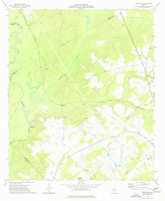 Classic USGS Westlake Georgia 7.5'x7.5' Topo Map Image