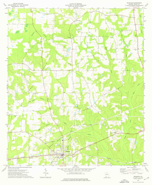 Classic USGS Whigham Georgia 7.5'x7.5' Topo Map Image