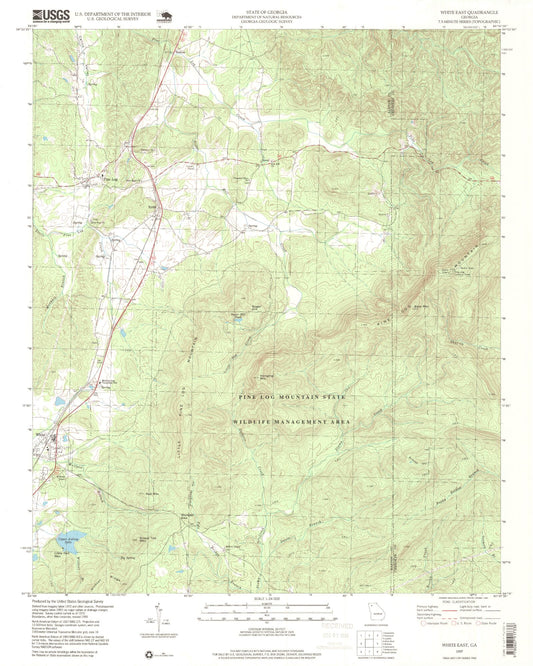 Classic USGS White East Georgia 7.5'x7.5' Topo Map Image