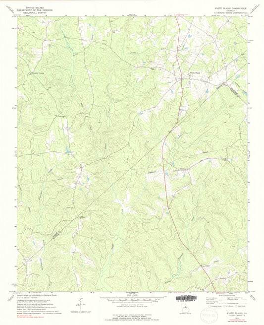 Classic USGS White Plains Georgia 7.5'x7.5' Topo Map Image