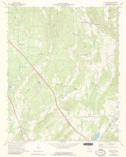 Classic USGS White West Georgia 7.5'x7.5' Topo Map Image