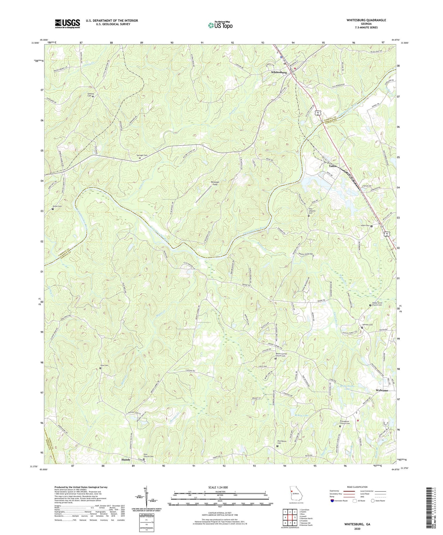 Whitesburg Georgia US Topo Map Image