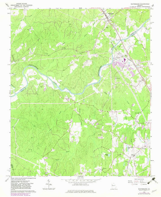 Classic USGS Whitesburg Georgia 7.5'x7.5' Topo Map Image