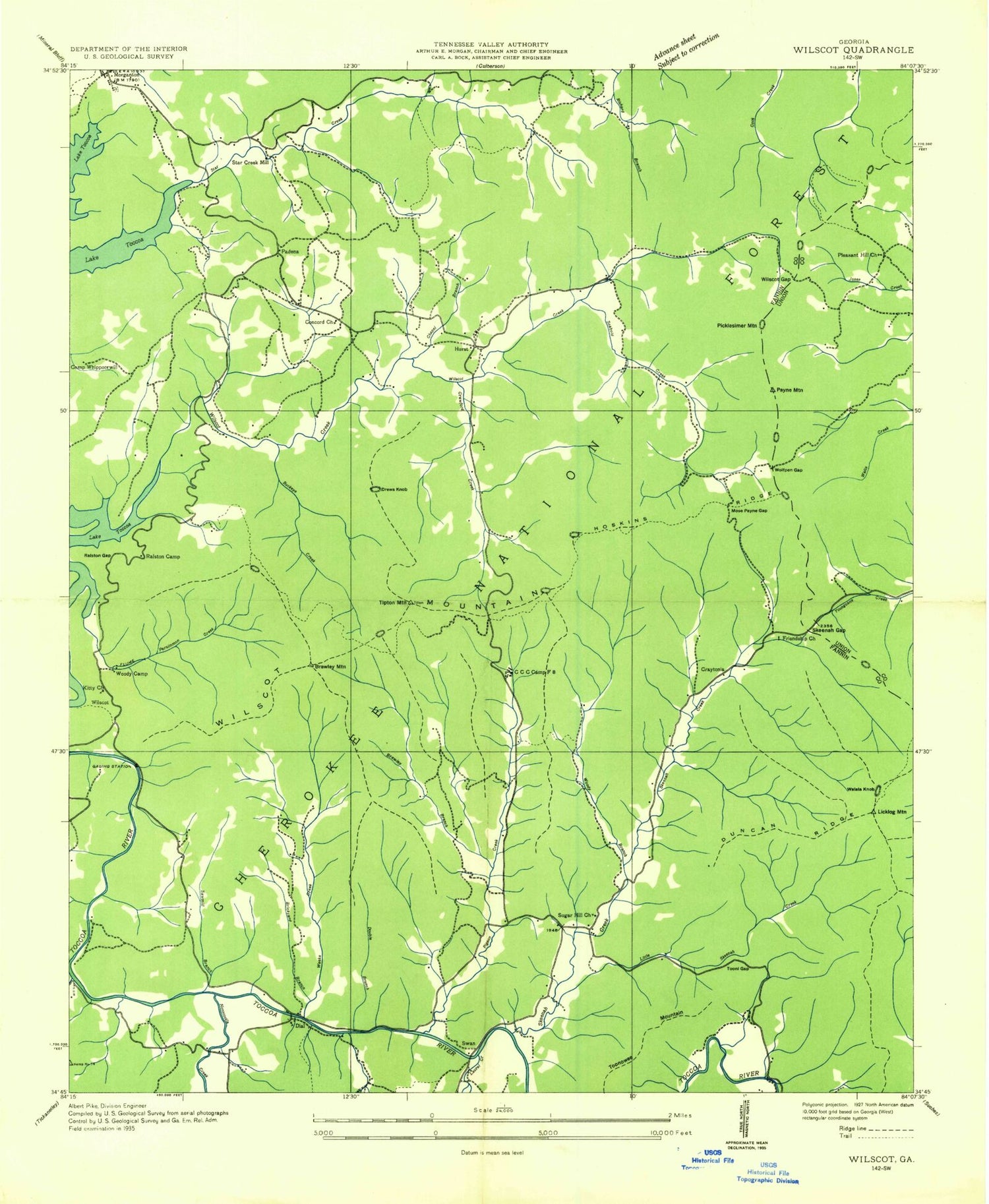 Classic USGS Wilscot Georgia 7.5'x7.5' Topo Map Image