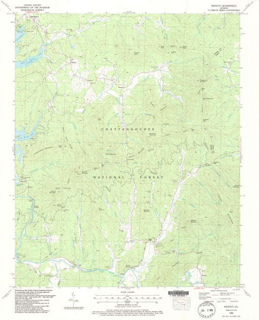 Classic USGS Wilscot Georgia 7.5'x7.5' Topo Map Image