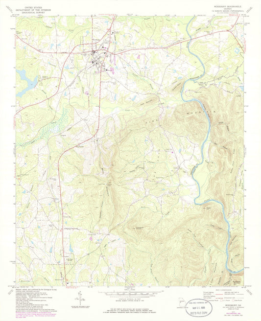 Classic USGS Woodbury Georgia 7.5'x7.5' Topo Map Image