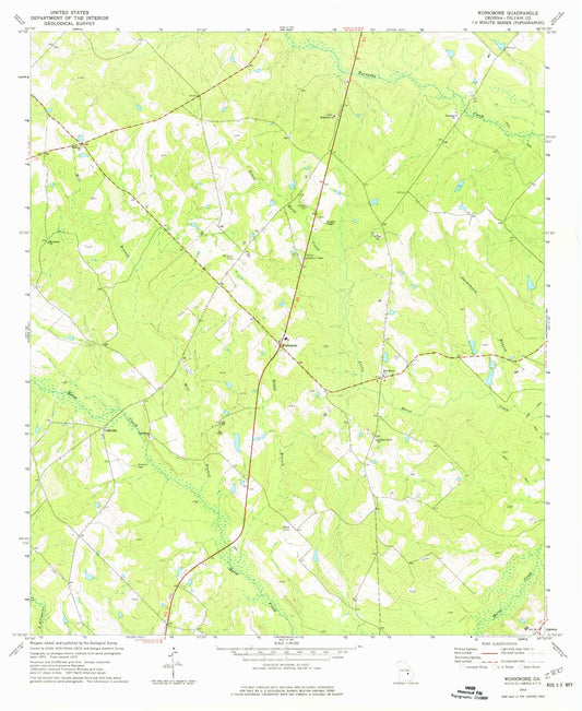 Classic USGS Workmore Georgia 7.5'x7.5' Topo Map Image