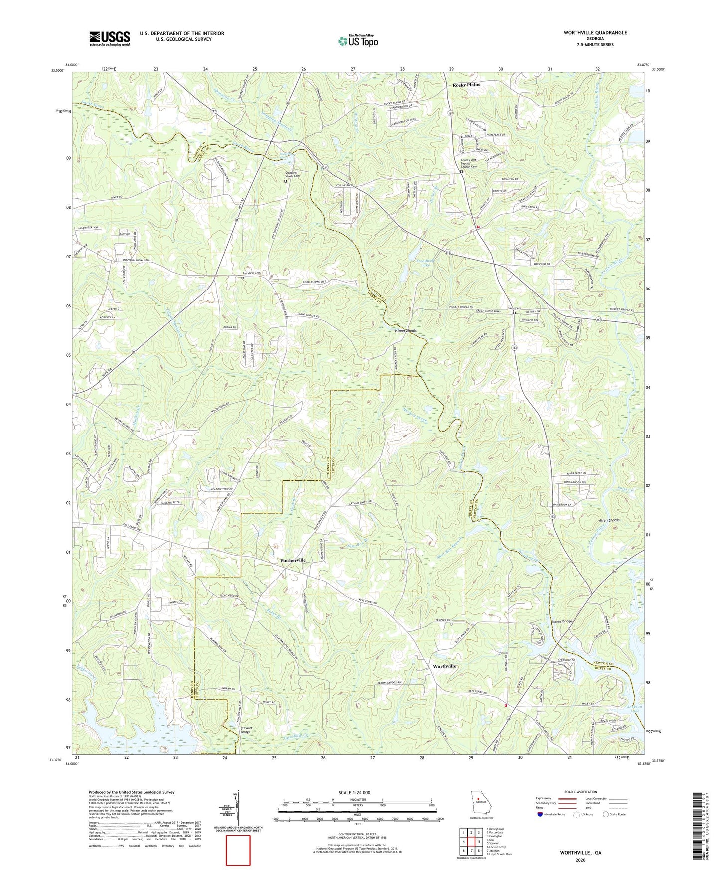 Worthville Georgia US Topo Map Image