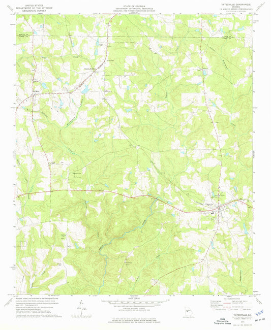 Classic USGS Yatesville Georgia 7.5'x7.5' Topo Map Image