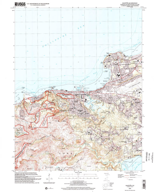 Classic USGS Hagatna Guam 7.5'x7.5' Topo Map Image