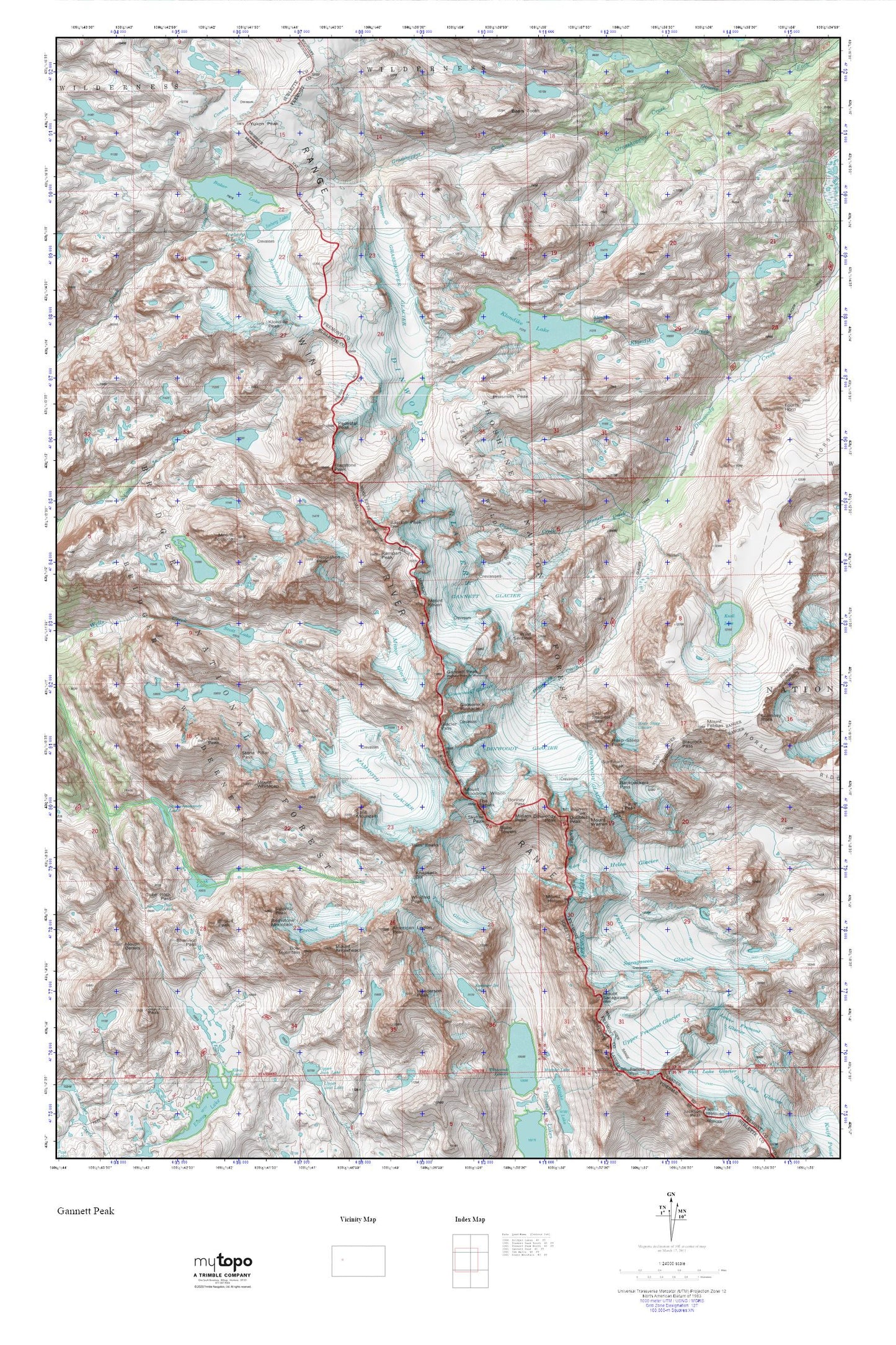 Gannett Peak MyTopo Explorer Series Map Image