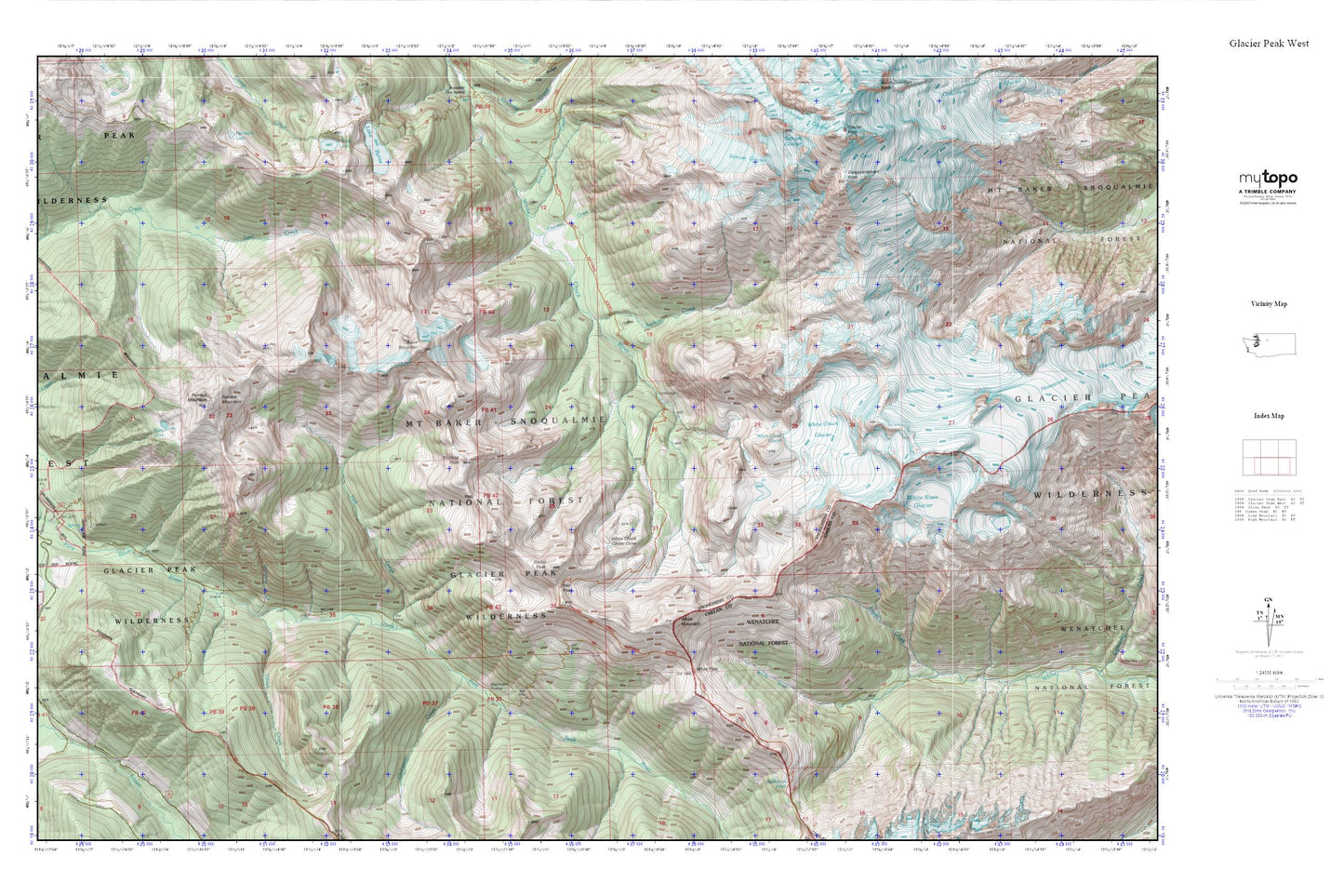 Glacier Peak West MyTopo Explorer Series Map Image