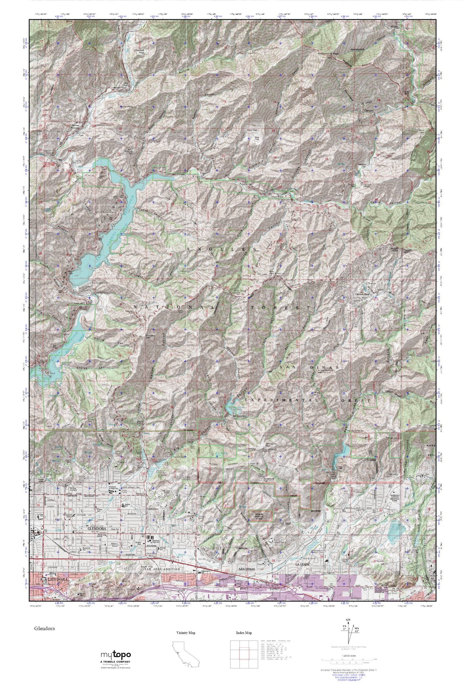 Glendora MyTopo Explorer Series Map Image