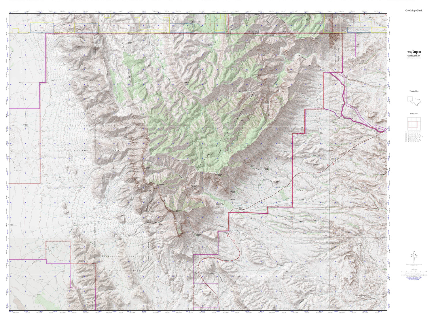 Guadalupe Peak MyTopo Explorer Series Map Image