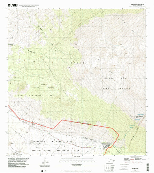 Classic USGS Ahumoa Hawaii 7.5'x7.5' Topo Map Image