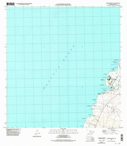 Classic USGS Anaehoomalu Hawaii 7.5'x7.5' Topo Map Image