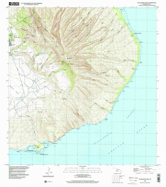 Classic USGS Haalelepaakai Hawaii 7.5'x7.5' Topo Map Image
