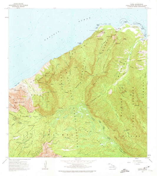 USGS Classic Haena Hawaii 7.5'x7.5' Topo Map Image