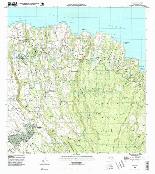 Classic USGS Haiku Hawaii 7.5'x7.5' Topo Map Image
