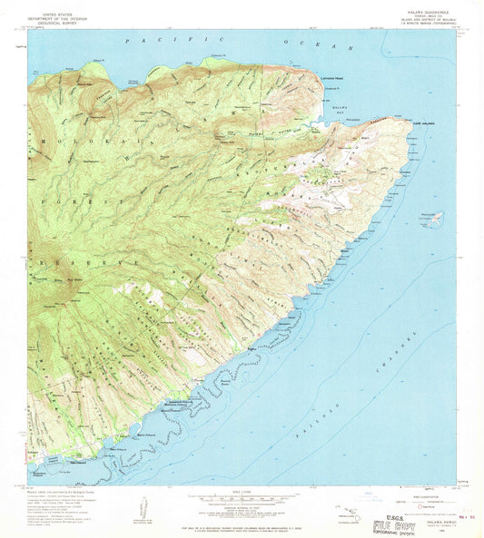 Classic USGS Halawa Hawaii 7.5'x7.5' Topo Map Image