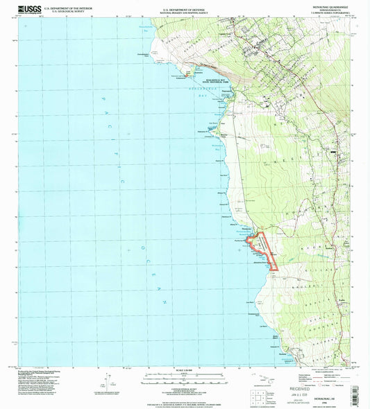 Classic USGS Honaunau Hawaii 7.5'x7.5' Topo Map Image