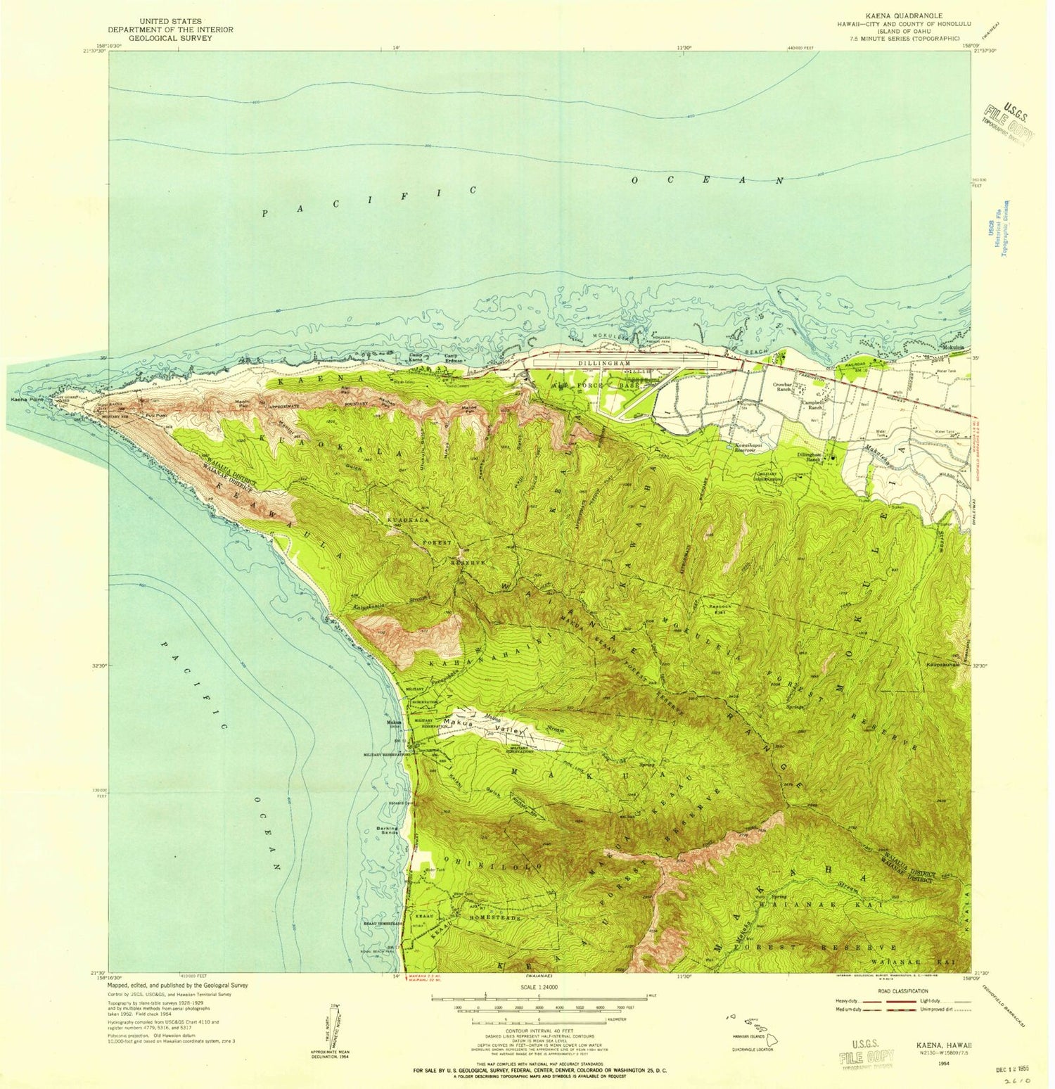 Classic USGS Kaena Hawaii 7.5'x7.5' Topo Map Image