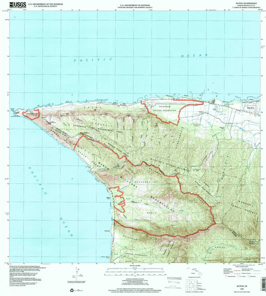 Classic USGS Kaena Hawaii 7.5'x7.5' Topo Map Image