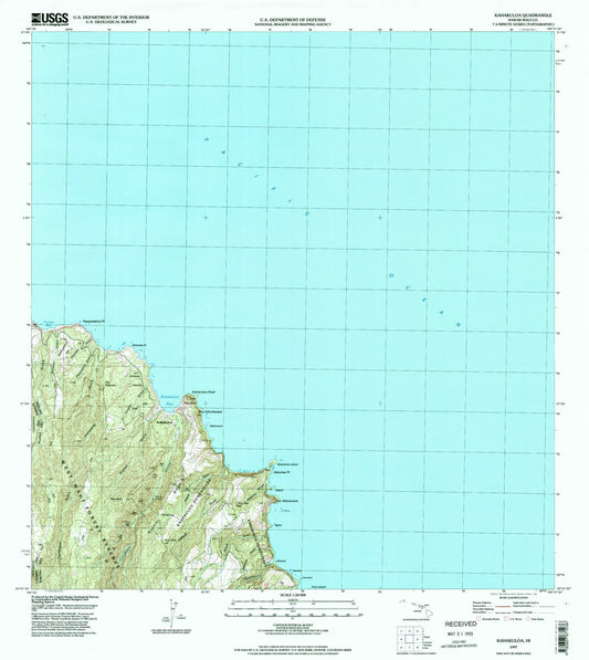 Classic USGS Kahakuloa Hawaii 7.5'x7.5' Topo Map Image