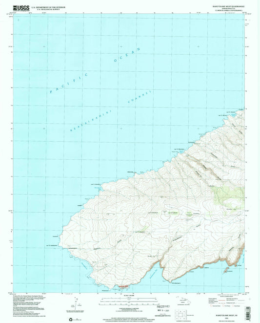 Classic USGS Kahoolawe West Hawaii 7.5'x7.5' Topo Map Image