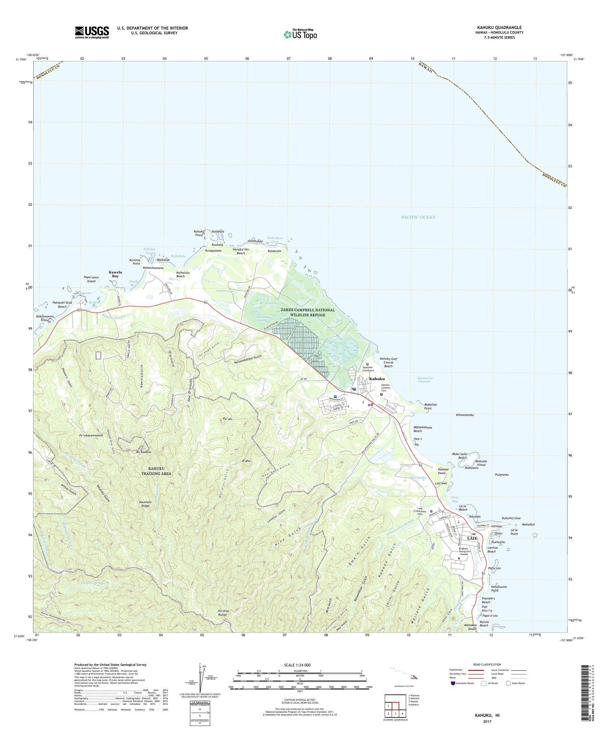 Kahuku Hawaii US Topo Map – MyTopo Map Store