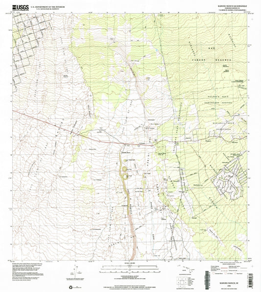 Classic USGS Kahuku Ranch Hawaii 7.5'x7.5' Topo Map Image