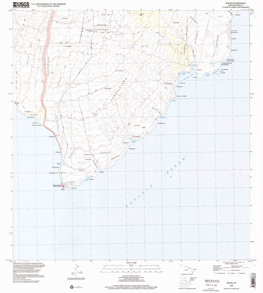 Classic USGS Kalae Hawaii 7.5'x7.5' Topo Map Image