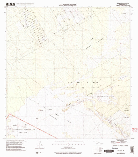 Classic USGS Kalalua Hawaii 7.5'x7.5' Topo Map Image