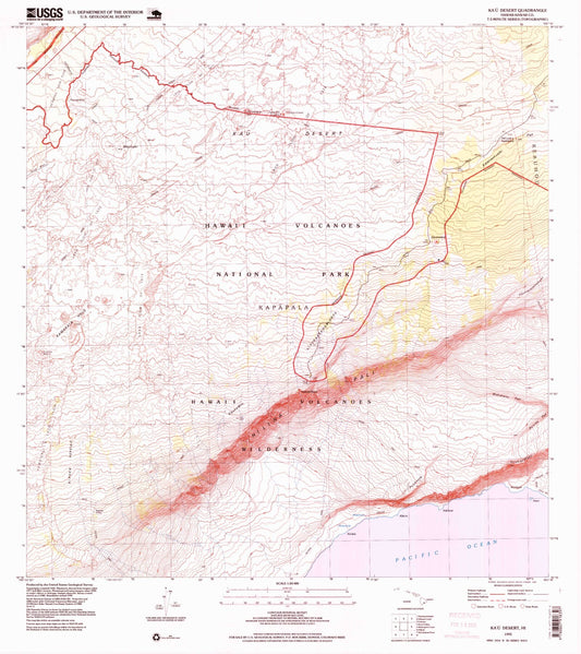 Classic USGS Kau Desert Hawaii 7.5'x7.5' Topo Map Image