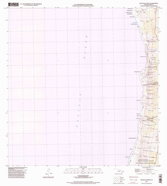 Classic USGS Kauluoa Point Hawaii 7.5'x7.5' Topo Map Image