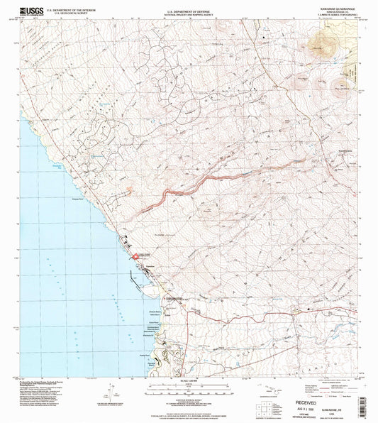 Classic USGS Kawaihae Hawaii 7.5'x7.5' Topo Map Image