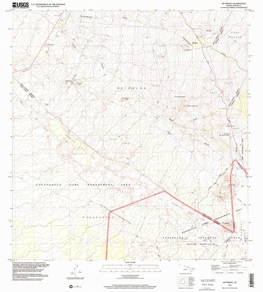 Classic USGS Keamuku Hawaii 7.5'x7.5' Topo Map Image