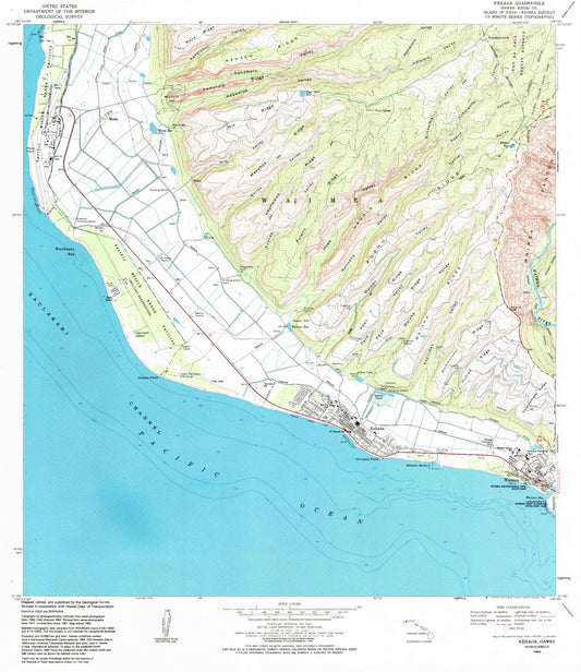 Classic USGS Kekaha Hawaii 7.5'x7.5' Topo Map Image
