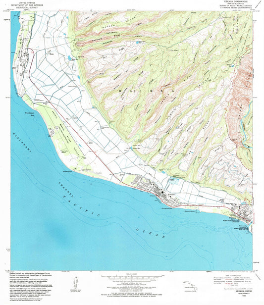Classic USGS Kekaha Hawaii 7.5'x7.5' Topo Map Image
