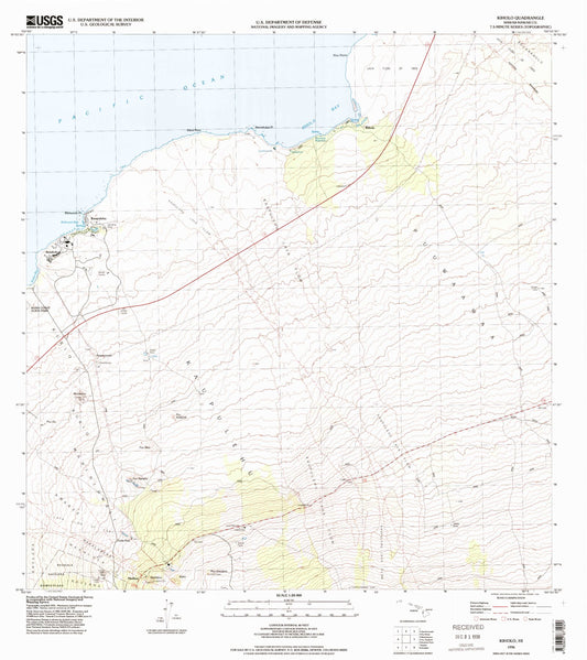 Classic USGS Kiholo Hawaii 7.5'x7.5' Topo Map Image