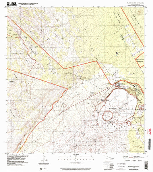 Classic USGS Kilauea Crater Hawaii 7.5'x7.5' Topo Map Image