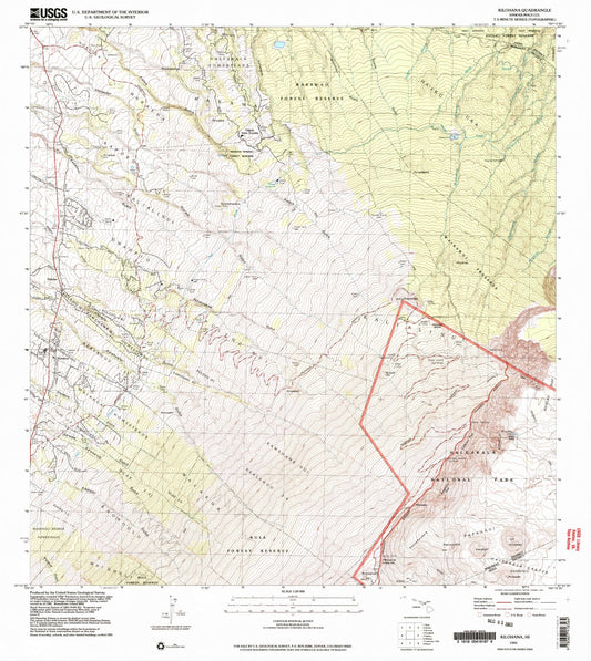Classic USGS Kilohana Hawaii 7.5'x7.5' Topo Map Image
