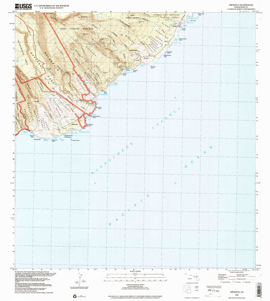 Classic USGS Kipahulu Hawaii 7.5'x7.5' Topo Map Image